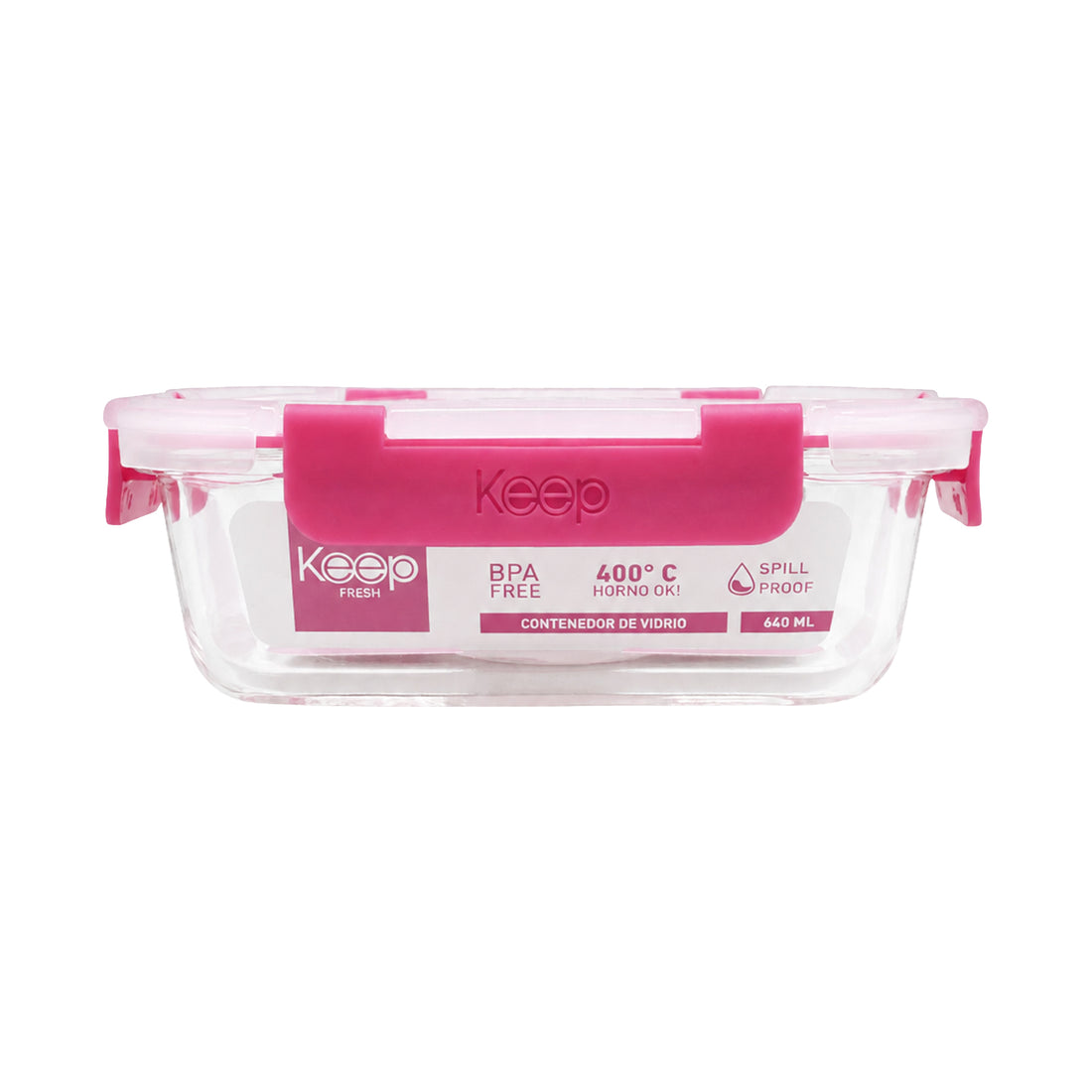 Taper Hermético Rectangular De Vidrio 640 ml Keep (Modelos Aleatorios)