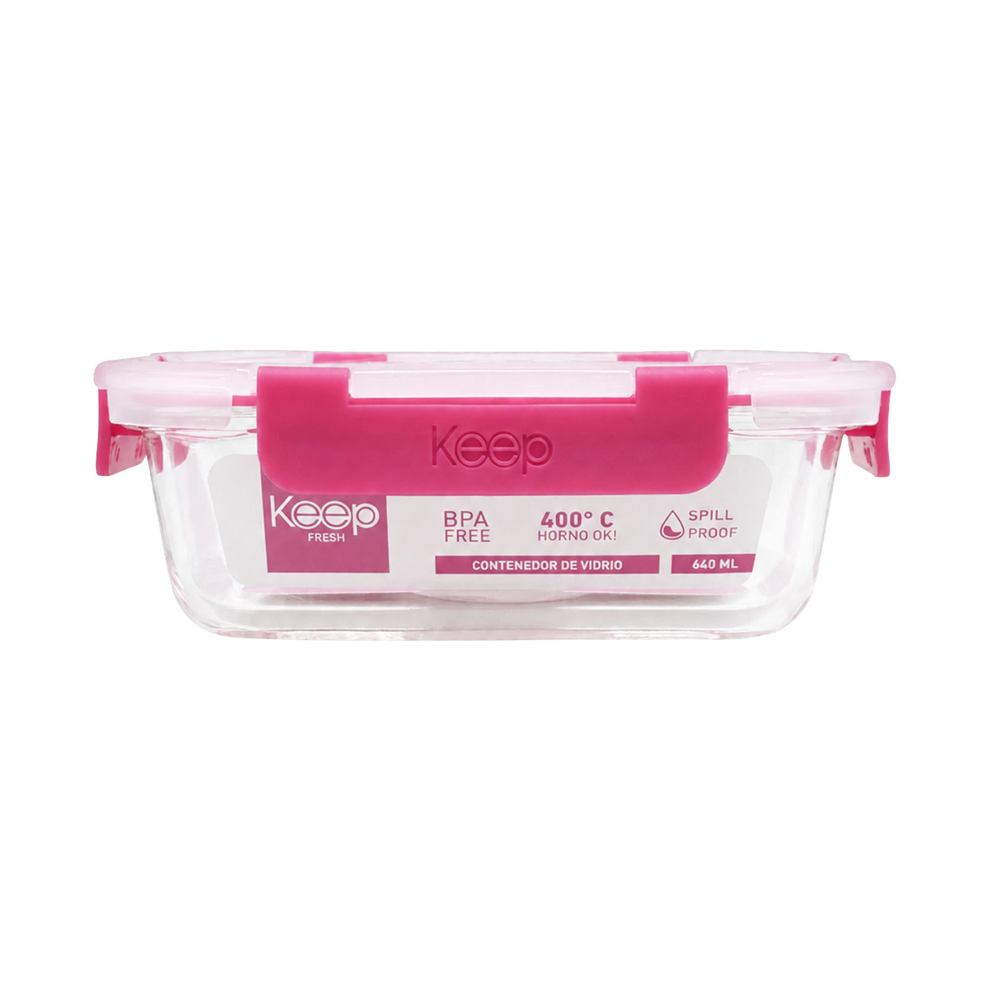 Taper Hermético Rectangular De Vidrio 640 ml Keep (Modelos Aleatorios)