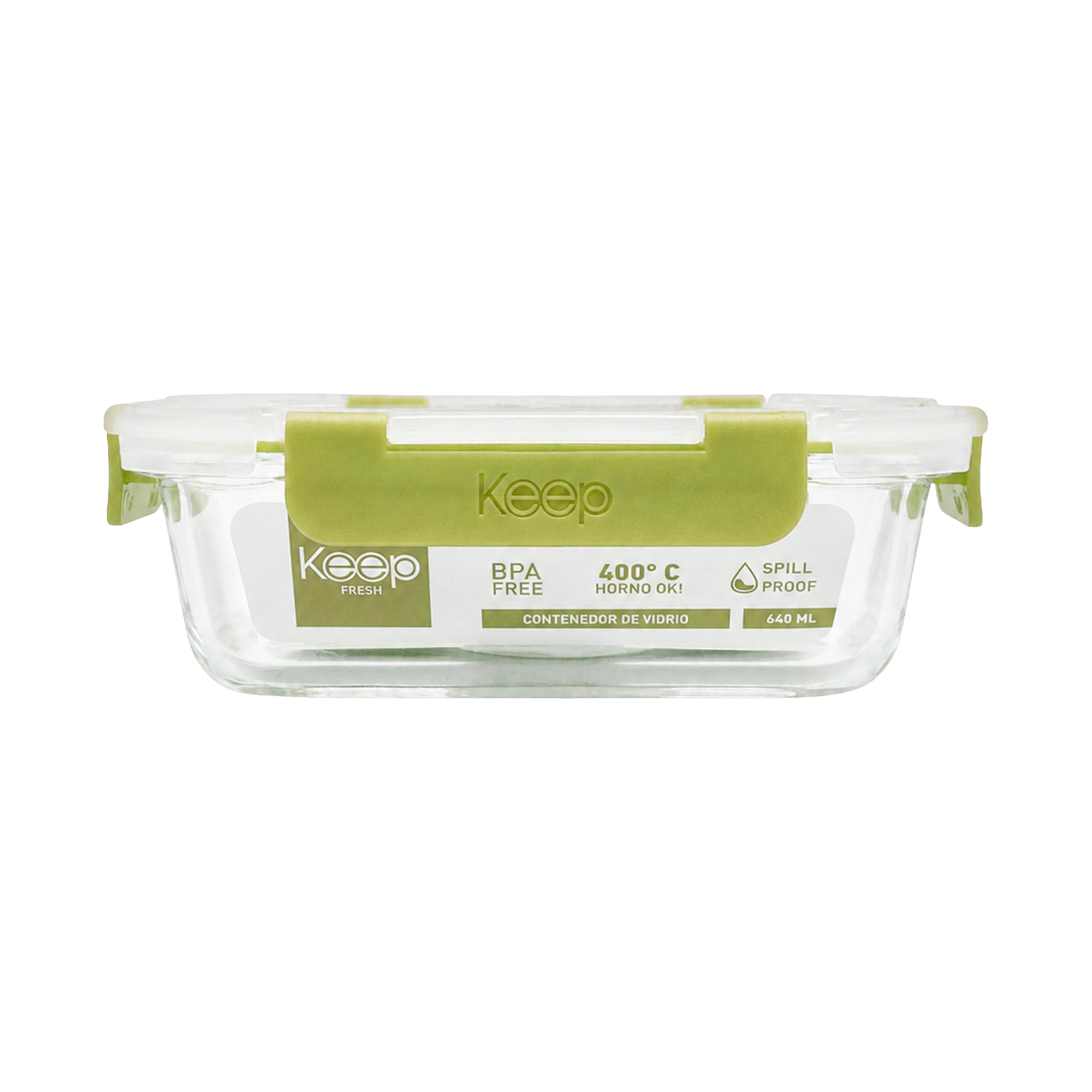 Taper Hermético Rectangular De Vidrio 640 ml Keep (Modelos Aleatorios)