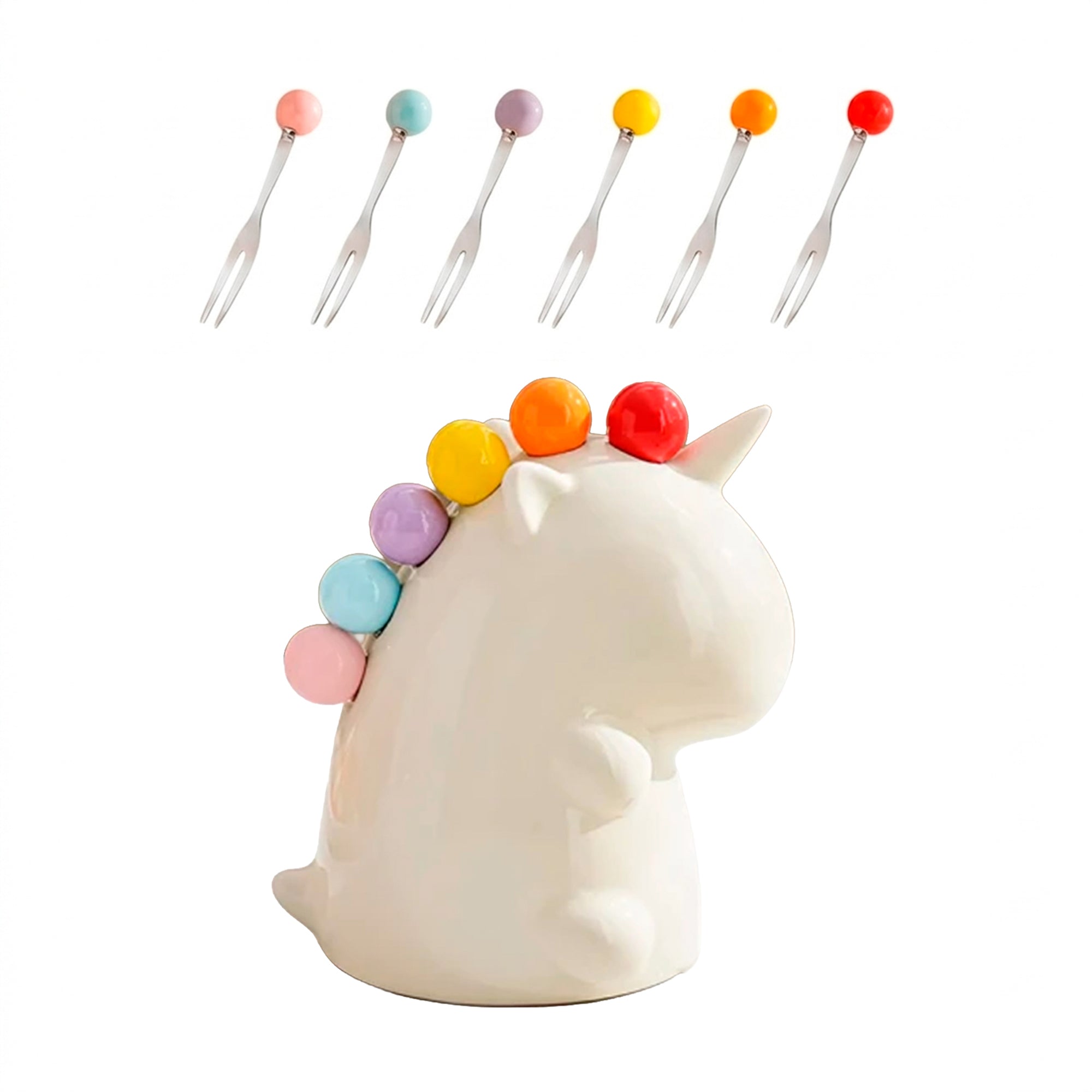 Mini Tenedores para Fruta Diseño Unicornio Blanco