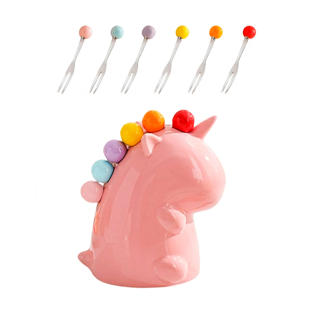 Mini Tenedores para Fruta Diseño Unicornio Rosado