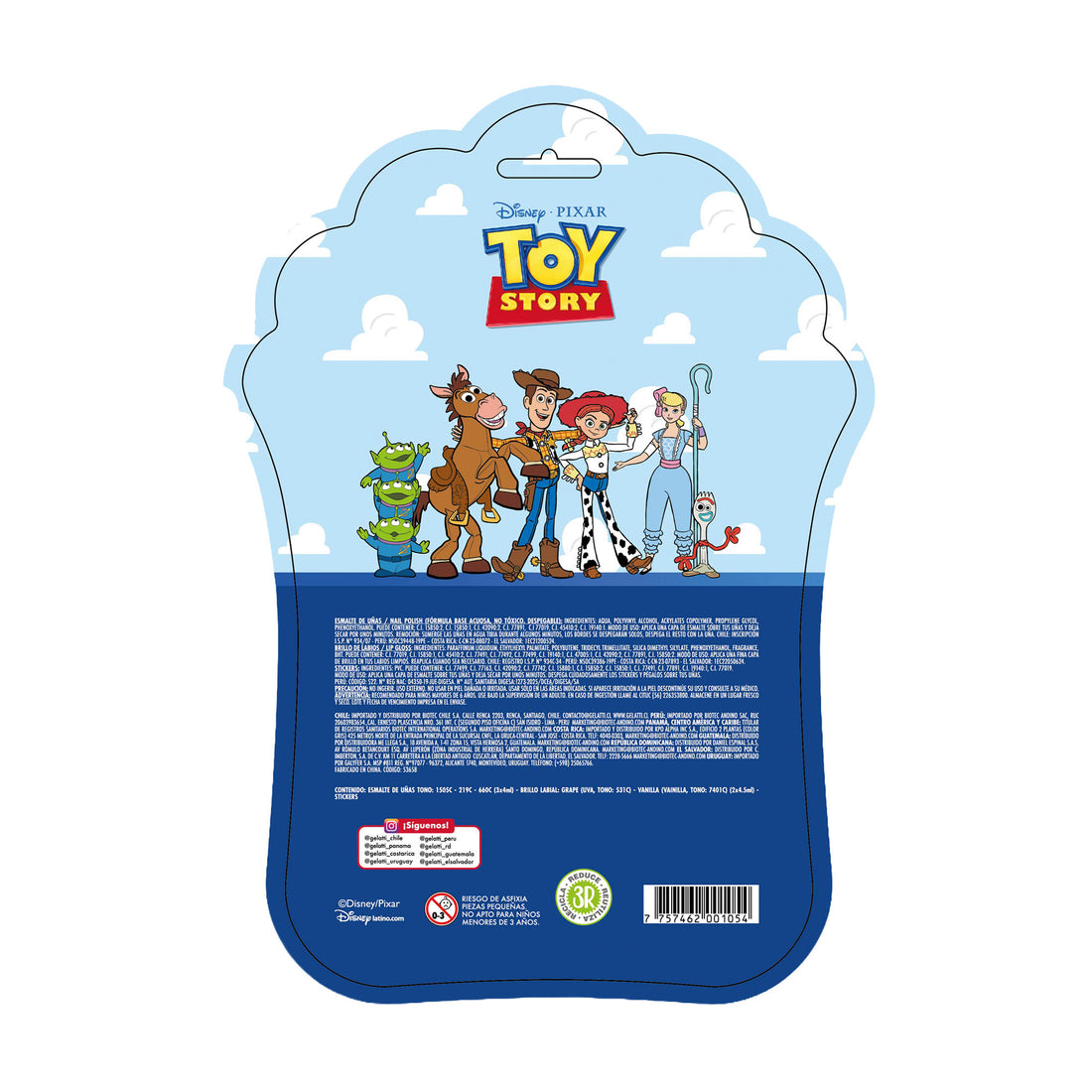 3 esmaltes + 2 Gloss + Stickers Blister Toy Story