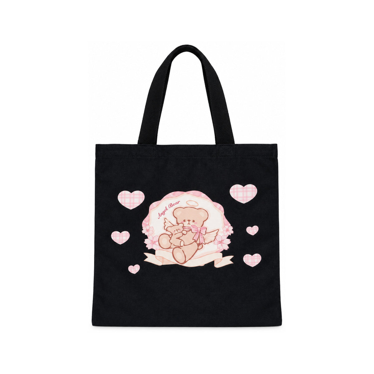 Tote Bag Vertical Angel Bear Térmica Sublimada Negro