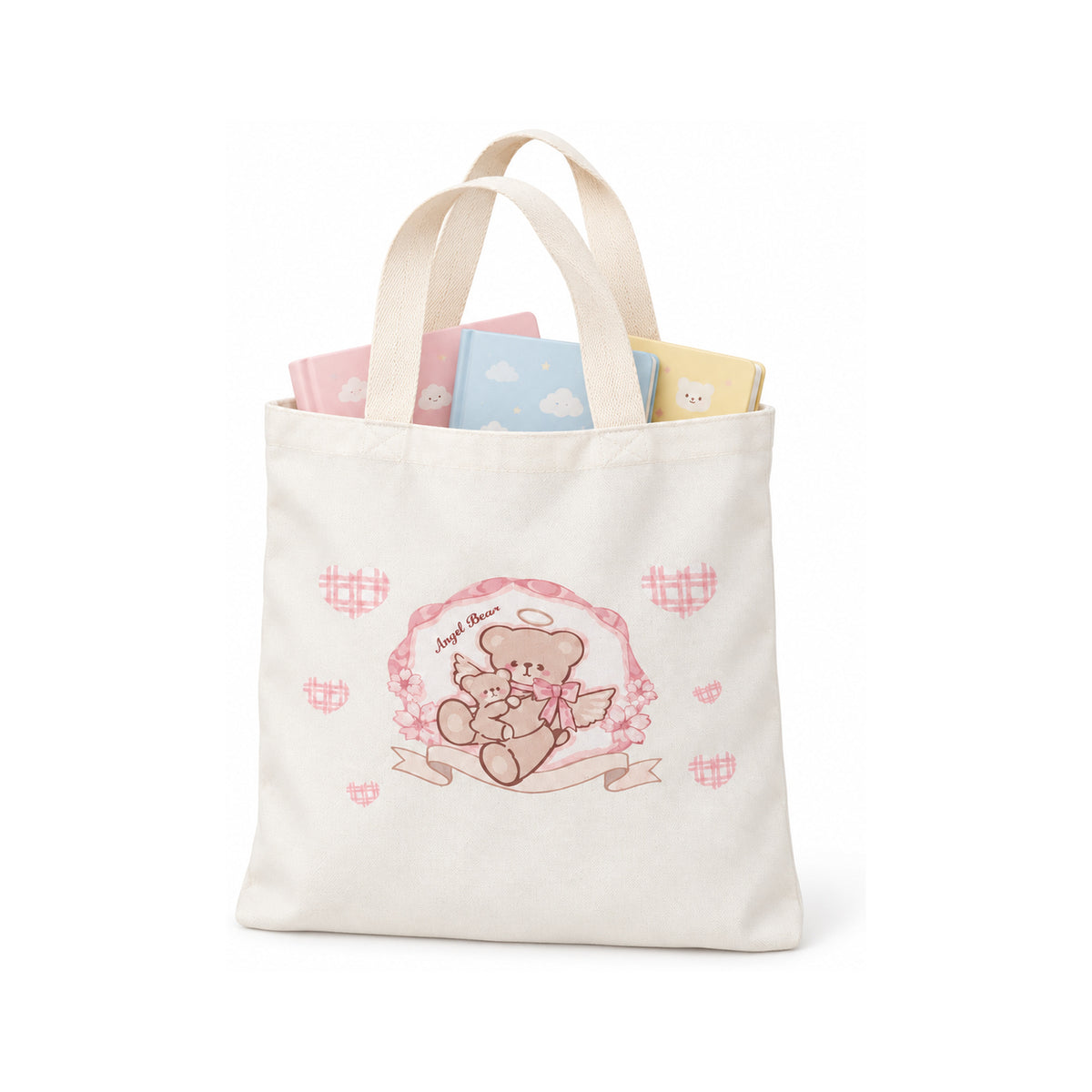 Tote Bag Vertical Angel Bear Térmica Sublimada Rosado