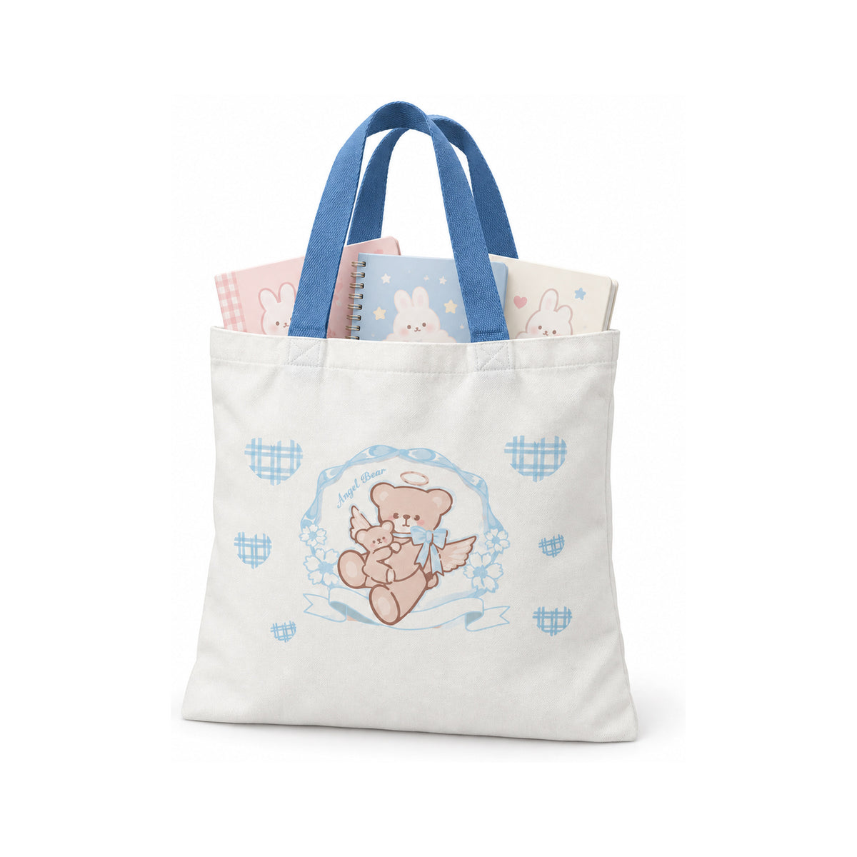 Tote Bag Vertical Angel Bear Térmica Sublimada Celeste